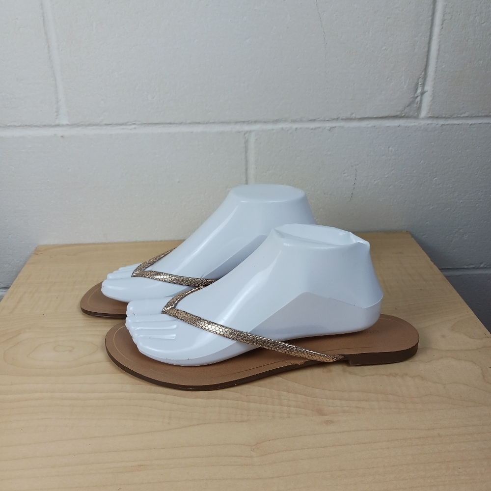 Banana Republic‎ Gold Leather Thong Flip Flops Flat Sandals Womens Sz 10